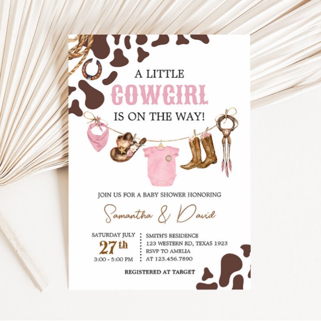 Little Cowgirl Baby Shower  Invitation (Pink Western Rodeo Baby Shower Invitation)