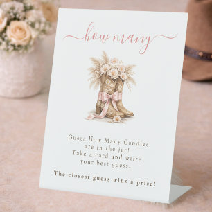 Little Cowgirl Baby Shower Party Guess How Many Pedestal Sign