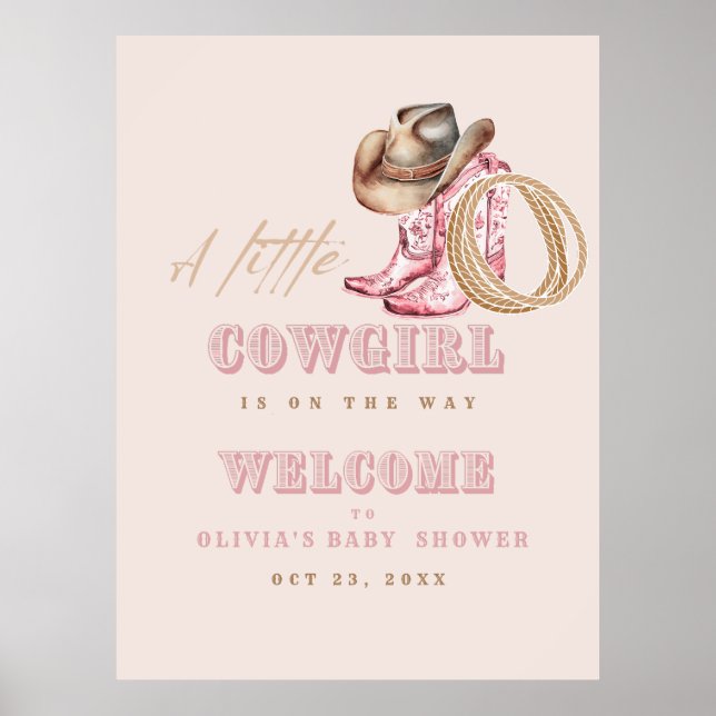  Little Cowgirl Baby Shower Party Welcome  Poster (Front)