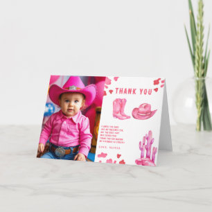 Little Cowgirl Birthday Party Thank you Card