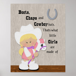 Little cowgirl Boots and Chaps wordart. Poster