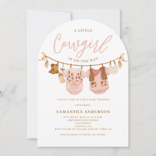 Little Cowgirl Clothesline Baby Shower Invitation