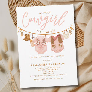 Little Cowgirl Clothesline Baby Shower Invitation