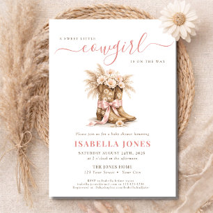 Little Cowgirl Coquette Western Girl Baby Shower Invitation