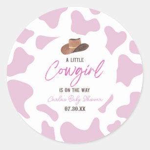 Little Cowgirl Cow Girl Rodeo Western Baby Shower Classic Round Sticker