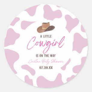 Little Cowgirl Cow Girl Rodeo Western Baby Shower Classic Round Sticker