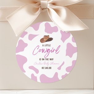 Little Cowgirl Cow Girl Rodeo Western Baby Shower Classic Round Sticker