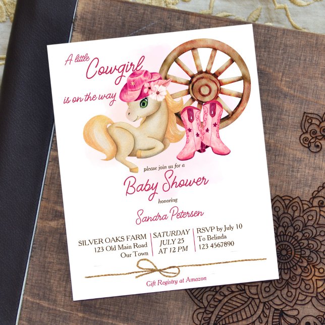 Little cowgirl horses baby shower budget invite (Creator Uploaded)