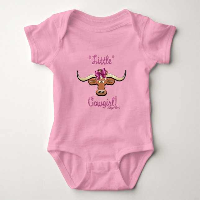 Little Cowgirl, Longhorn Cow Baby Bodysuit (Front)