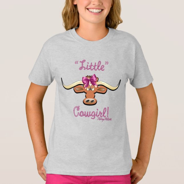 Little Cowgirl, Longhorn Cow T-Shirt (Front)
