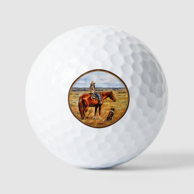 Little Cowgirl on Cattle Horse Golf Balls (Front)
