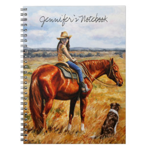 Little Cowgirl on Cattle Horse Notebook