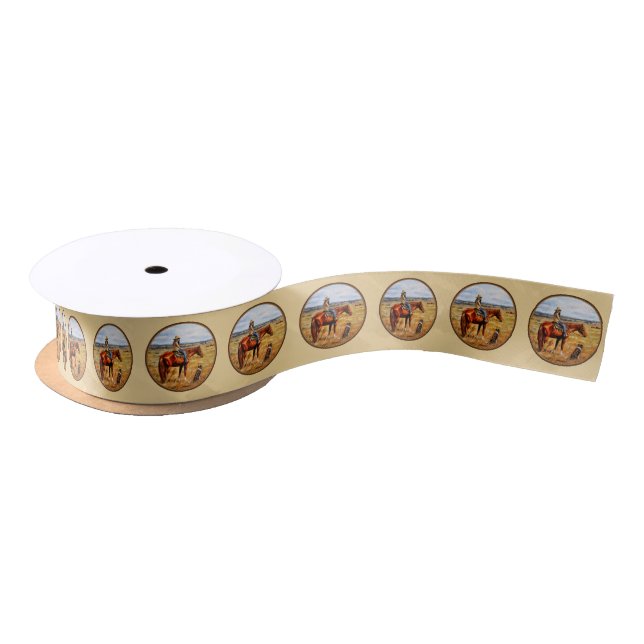 Little Cowgirl on Cattle Horse Yellow Satin Ribbon (Spool)