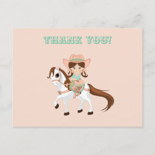 Little Cowgirl on Horse Girls Western Thank You Postcard