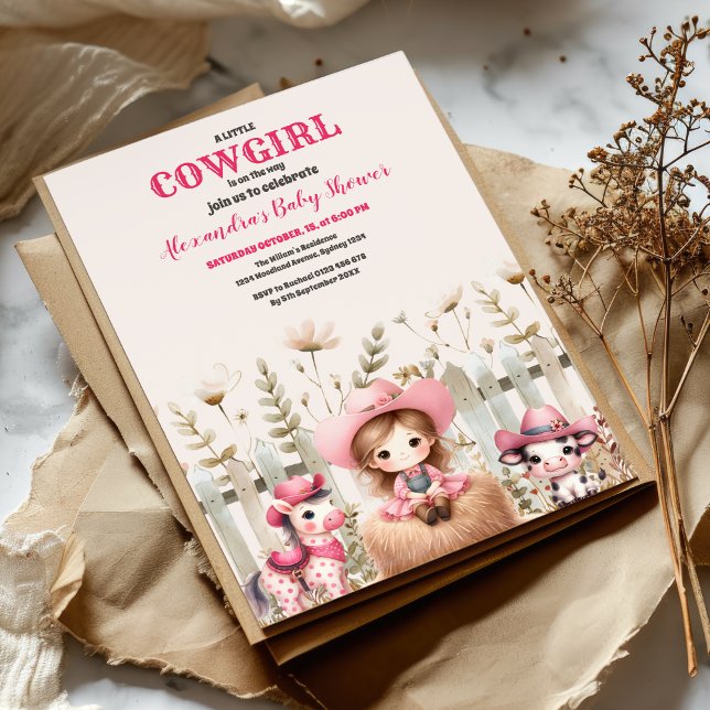 Little Cowgirl on the Way Baby Shower Invitation (Creator Uploaded)