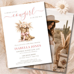 Little Cowgirl On The Way Girl Baby Shower Photo Invitation