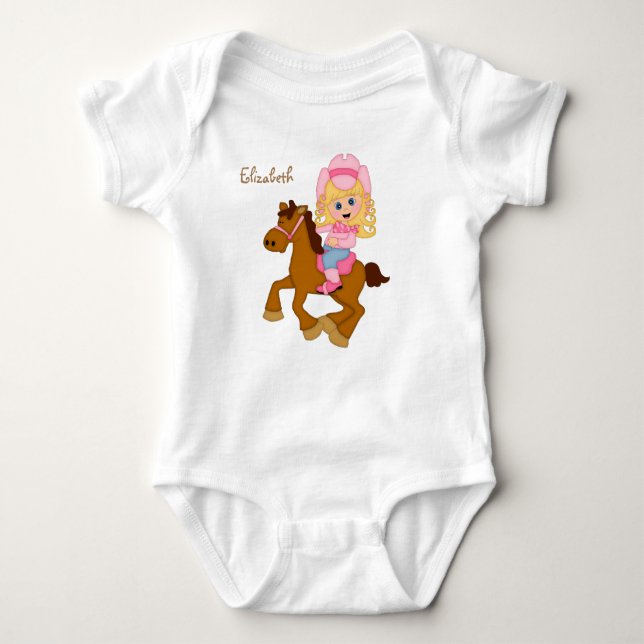 Little Cowgirl Personalised Baby Bodysuit (Front)