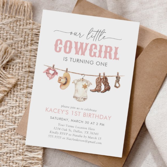 Little Cowgirl Pink 1st Birthday Invitation (Creator Uploaded)