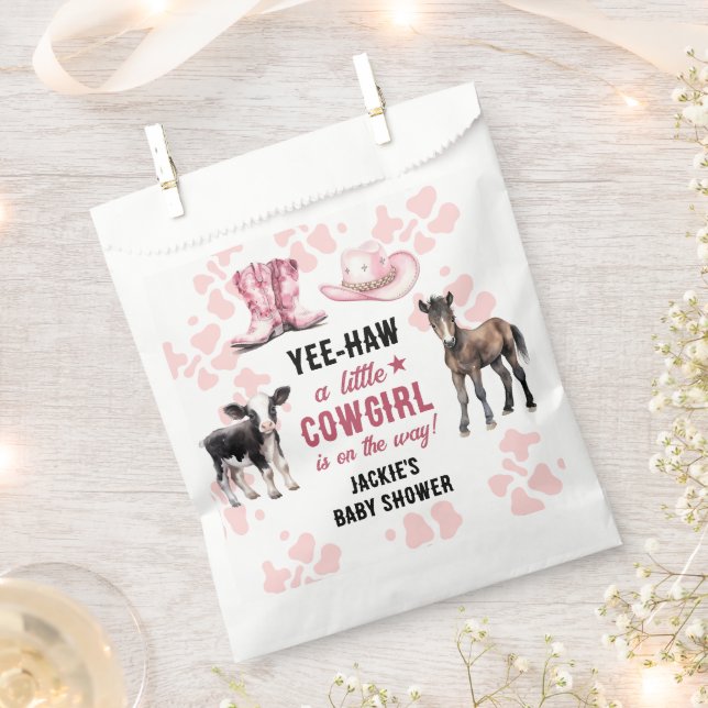 Little Cowgirl Pink Rodeo Baby Shower Favour Bags (Clipped)