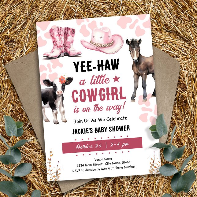 Little Cowgirl Rodeo Animals Baby Shower Invitation (Creator Uploaded)