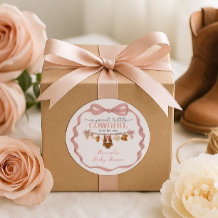 Little Cowgirl Western Baby Shower Classic Round Sticker