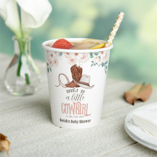 Little Cowgirl Western Floral Baby Shower Paper Cups