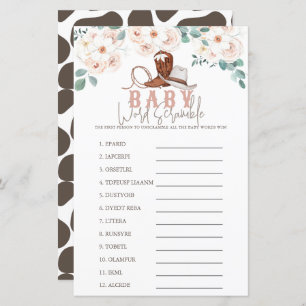 Little Cowgirl Western Floral Baby Word Scramble