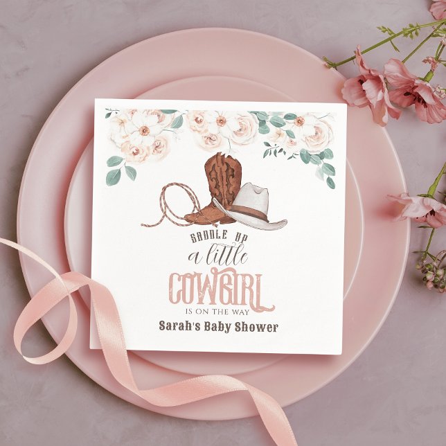 Little Cowgirl Western Floral Girl Baby Shower Napkin (Creator Uploaded)