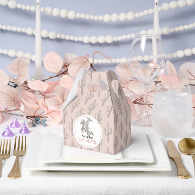 Little Cowgirl Western Pink Girl Baby Shower Favour Box (Wedding)