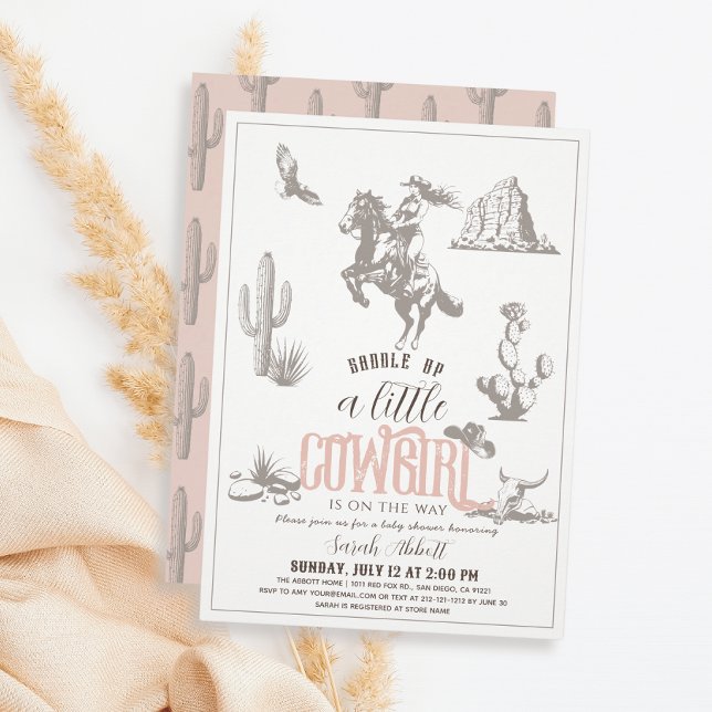 Little Cowgirl Western Pink Girl Baby Shower Invitation (Creator Uploaded)
