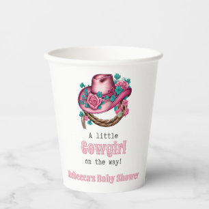Little Cowgirl Western Pink Hat Floral Baby Shower Paper Cups