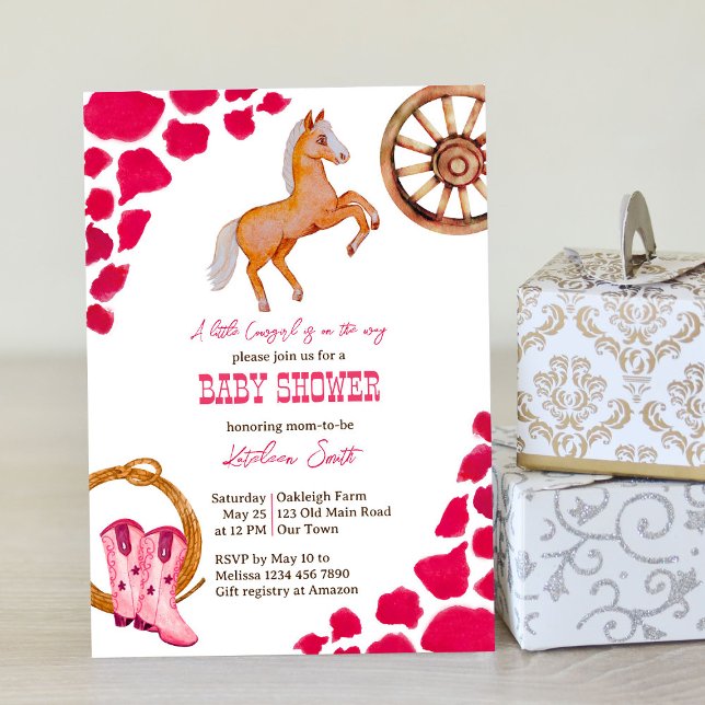 Little cowgirl western rodeo baby shower invitation (Creator Uploaded)