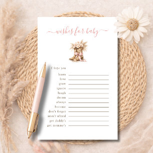 Little Cowgirl Western Wishes For Baby Advice Card