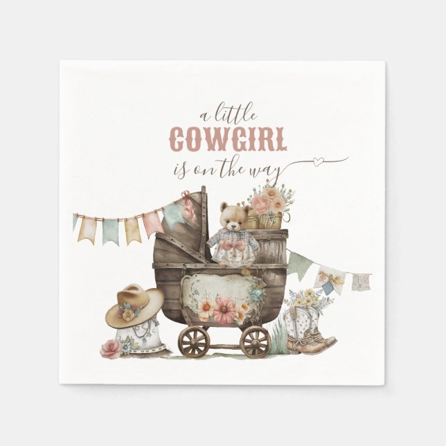Little cowgirl Wild West Boho Baby Girl Shower Napkin (Front)