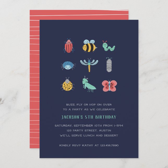 Little Crawlers Kids Birthday Invitation (Front/Back)