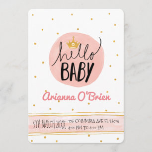 Little crown golden speckles royal baby shower invitation