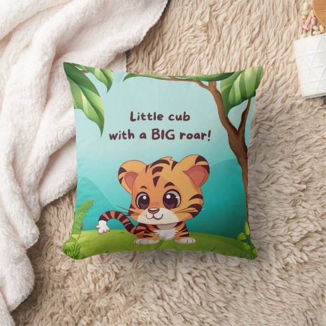 Little Cub Big Roar Square Throw Pillow (Blanket)