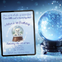 Little Cub One, Polar Bear Snow Globe Birthday