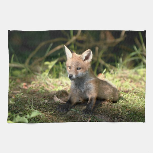 Little Cub Red Fox Tea Towel (Horizontal)