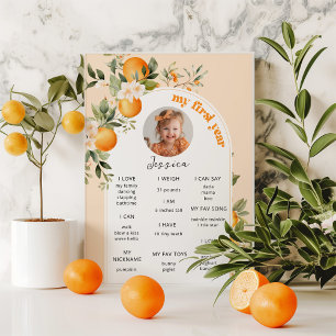 Little cuite first birthday party photo milestone poster