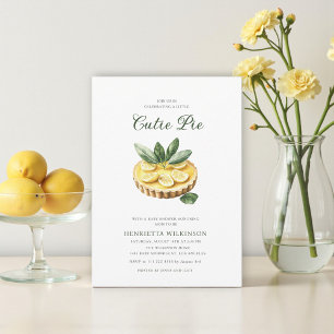 little cuite pie minimal baby shower  invitation