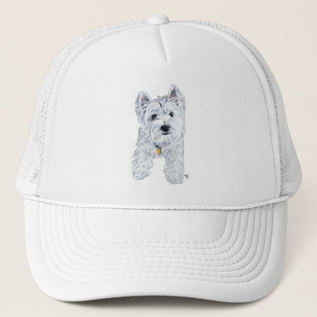 Little Curious Westie Trucker Hat (Front)