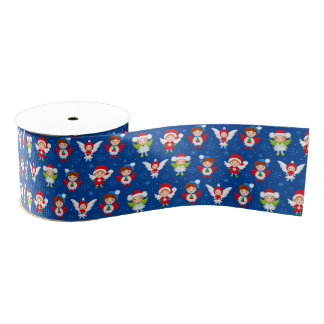 Little cute baby angels seamless pattern grosgrain ribbon