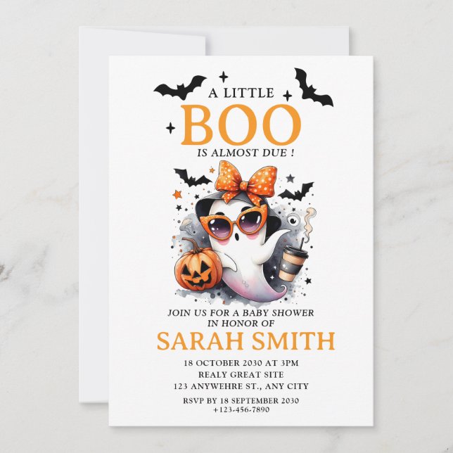 Little cute Boo is Almost Due Baby Shower Invitation (Front)