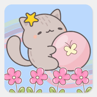 little cute cat square sticker