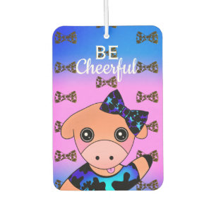 Little Cute Cheerful Cow with Bow tie Car Air Freshener
