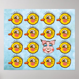 Little cute Chick and pig . poster