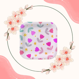 Little Cute Flowers Pattern  Paper Plate