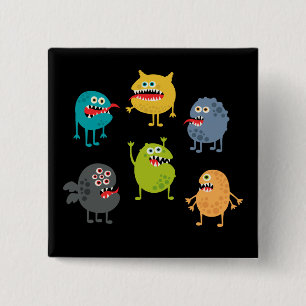 Little cute funny monsters 15 cm square badge