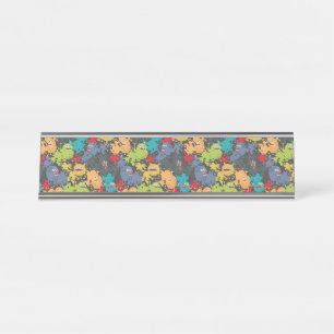 Little cute funny monsters desk name plate